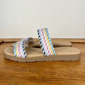 Kelly & Katie Women’s Cici Rainbow Multi Thread Rope Slide Sandals Size 6
